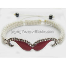 95B0224-5 / Emaille Diamante Bart gewebte Armband / Emaille Schnurrbart gewebt Armband / violett rot Emaille + weißen Draht / Schnur